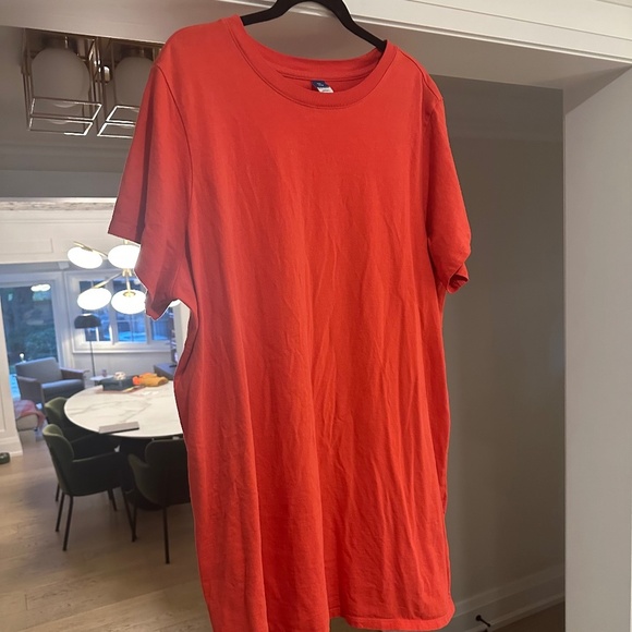 OLD NAVY - Tomato Red 100% Cotton T-shirt Mini Dress - Size XXL - Picture 4 of 8